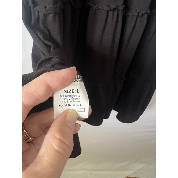 Women’s Summer Black Dress Sleeveless Button Down Casual Swing Mini Dress Size L - Picture 9 of 9